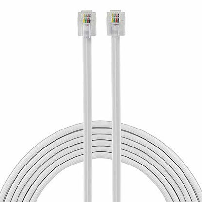 Picture of Power Gear Telephone Line Cord, 2 Pack, 15 Feet, Phone Cord, Modular Jack Ends, Works for Phone, Modem or Fax Machine, For Use in Home or Office, White, 46072