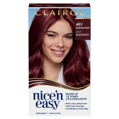 Picture of Clairol Nice'n Easy Permanent Hair Dye, 4RV Burgundy Hair Color, Pack of 1