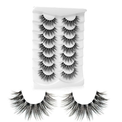 Picture of Fake Eyelashes Natural Wispy Lashes 3D Volume Faux Mink Lashes Fluffy False Lashes 16MM Cat Eye Lashes A14