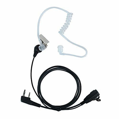 Picture of Caroo Kenwood Radio Earpiece 2 Pin Covert Acoustic Tube Earpiece Headset with Ptt Mic for Kenwood PUXING Baofeng UV-5R UV-5RA 888S Retevis H777 RT7 RT21