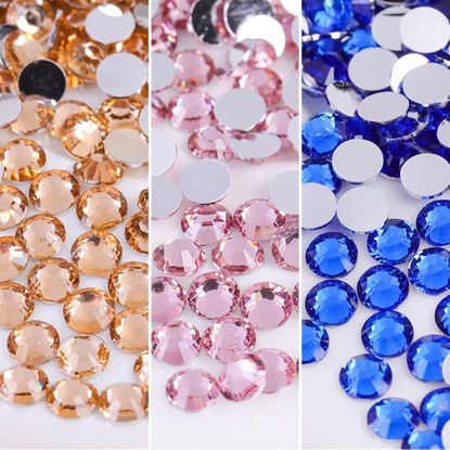 Picture of 4500 Pieces SS6 2mm Flatback Rhinestones Clear Glass Round Gems Crystals for Nail Art DIY Crafts Clothes Shoes Bags （LightPink/Sapphire/Champagne Each 1500 PCS）