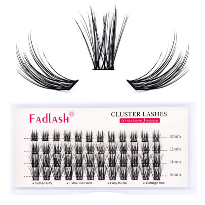 Picture of Individual Lashes DIY Eyelash Extension Cluster Lashes Black Lash Clusters Faux Mink Cluster Lash Extensions Soft Lightweight Eyelash Clusters Pre Made Volume Lashes Makeup (0.07-C, 10-16mm)