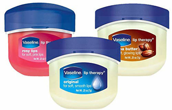 Picture of Vaseline Lip Therapy 0.25 Oz / 7g 3 Pack Bundle - Original, Rosy Lips &amp; Cocoa Butter