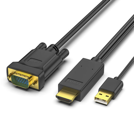 Picture of Loryi HDMI to VGA, 6FT Gold-Plated HDMI to VGA Cable with USB Power(Male to Male), Compatible for Computer, Desktop, Laptop, PC, Monitor, Projector, HDTV, Raspberry Pi, Roku, Xbox and More