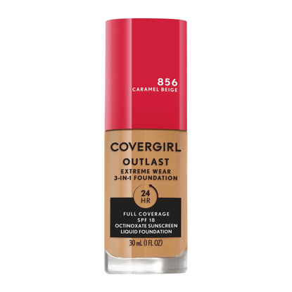 Picture of Covergirl Outlast Extreme Wear 3-in-1 Full Coverage Liquid Foundation, SPF 18 Sunscreen, Caramel Beige, 1 Fl. Oz.