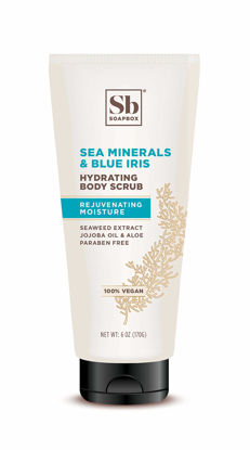 Picture of Soapbox Gentle Exfoliating Body Scrub - Sea Minerals & Blue Iris - 6oz - Moisturizing Body Scrub for Visibly Smoother Skin with Coconut Oil and Aloe Vera