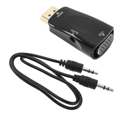 Picture of HDMI to VGA Adapter with 3.5mm Audio Jack Cable HDMI to VGA Male to Female Gold-Plated Connector Converter 1080P for DVD Player Desktop Laptop HDTV