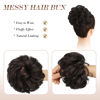 Picture of FESHFEN Messy Bun Hair Piece Hair Bun Scrunchies Synthetic Medium Brown Wavy Curly Chignon Ponytail Hair Extensions Thick Updo Hairpieces for Women Girls 1PCS