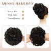 Picture of FESHFEN Messy Bun Hair Piece Hair Bun Scrunchies Darkest Brown Synthetic Wavy Chignon Ponytail Hair Extensions Thick Updo Hairpieces for Women Girls 1PCS