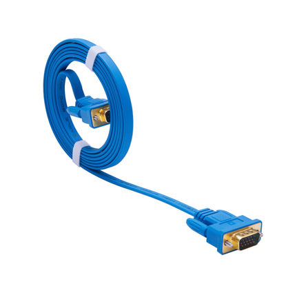 Picture of DTech Thin VGA Cable 6ft, Computer Monitor VGA Male to Male Cord Ultra Slim Flat Design (6 Feet, Blue)