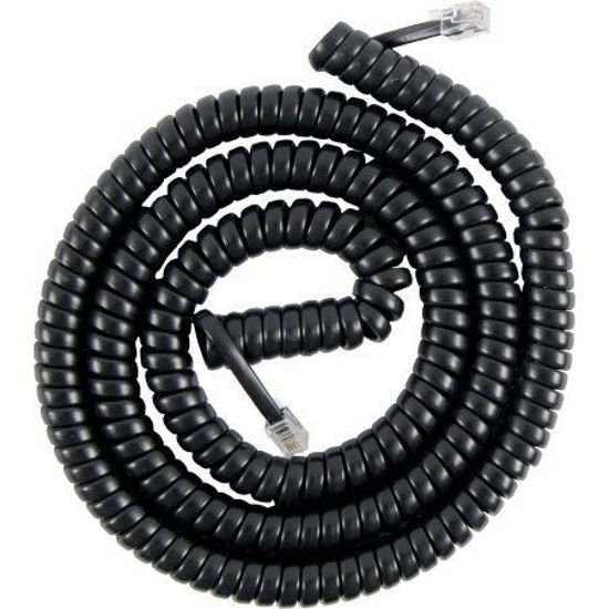 Picture of 25' Feet Black Coiled Telephone Phone Handset Cable Cord by Bistras