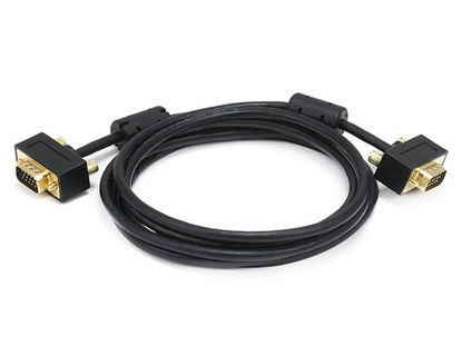 Picture of Monoprice Ultra Slim SVGA Super VGA Male to Male Monitor Cable - 6 Feet With Ferrites | 30/32AWG, Gold Plated Connector