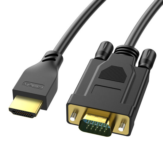 Picture of fairikabe HDMI to VGA Cable 6Ft, HDMI to VGA Adapter 1080P 60Hz, Unidirectional HDMI Male to VGA Male Cable for Monitor, HDMI to VGA Cable Adapter for Laptop, PC, Projector, TV