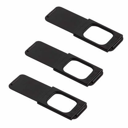 Picture of C-SLIDE 1.0 Webcam Cover Slide 3 Pack | Sliding Laptop Camera Blocker | 1.5” x 0.5” by 1.5mm Thin | Camera Blocker for Computers, Tablets, Echos, Chromebook & More | Make Security a Priority | Black