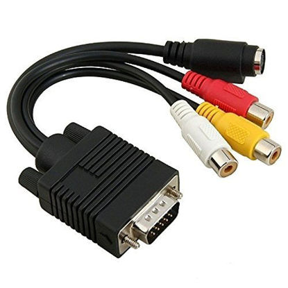 Picture of VGA to RCA Cable, VGA to TV S-Video 3 RCA PC Computer AV Adapter Cable