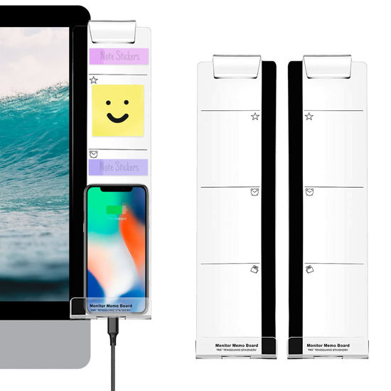 Picture of Computer Monitor Memo Board- Monitor Memo Board Handles The todo, Easy to Install Monitor Side Panel,Suitable for Most Computer Monitors, Screens(Left and Right) 1 Set