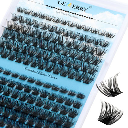 Picture of Lash Clusters GEMERRY Cluster Lashes 150 PCS Individual Lashes Two Styles Eyelash Clusters Wide Stem Soft Fluffy Cluster Eyelash Extensions DIY at Home (Sunshine/Rainbow-0.07-D-8-16MIX)