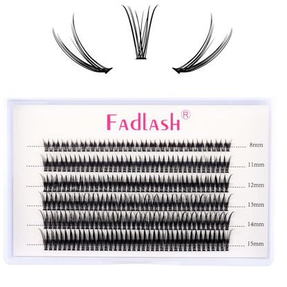 Picture of Individual Lashes 240pcs Cluster Lashes Natural Look DIY Eyelash Extension D Curl 0.10 Soft Individual Lash Extensions Mixed Tray False Eyelashes Long Wispy at Home (YW-0.10D, 8-15mm)