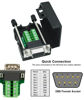 Picture of DTECH DB9 Breakout Connector DB-9 Female RS232 Serial Adapter Solderless Module Board with Screw Terminals Block, Case, Long Bolts and Tail Pipes (DB9 + Bolts), black (DT-9001)