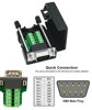 Picture of DTECH DB9 Breakout Connector DB-9 Male RS232 Serial Adapter Solderless Module Board with Screw Terminals Block, Case, Long Bolts and Tail Pipes (DB9 Male + Long Bolts)