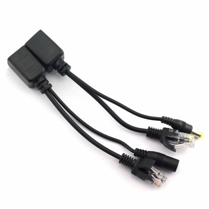 Picture of RuiLing 2 Pairs POE Network Adapter Cable with 5.5x2.1mm DC Connector RJ45 Injector + POE Splitter DC Passive Power Over Ethernet for IP Camera System