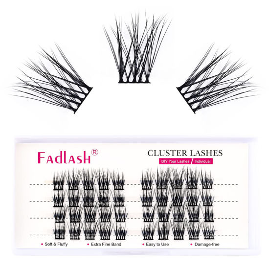 Picture of DIY Eyelash Extension Cluster Lashes 0.07mm Individual Lashes Black Lash Clusters Faux Mink Cluster Lash Extensions Soft Lightweight Eyelash Clusters Premade Volume Lashes Makeup (0.07-D, 12mm)