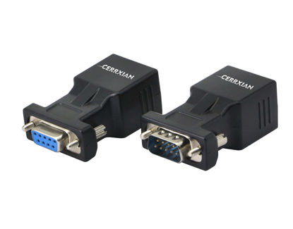 Picture of CERRXIAN DB9 RS232 Male & Female to RJ45 Female COM Port to LAN Ethernet Cat5e Cat6 Serial Coupler Extender Adapter(2-Pack)