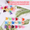 Picture of 50 Pieces Beautiful Butterfly Hair Clips Mini Hair Clips for Tiweio, Mini Cute Clips Hair Accessories for Hair 90s Girls Women with Box Packaged, 18 Assorted Colors