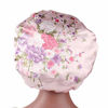 Picture of Silk Bonnets for Black Women Jumbo Sleeping Cap for Natural Hair Floral Print Wide Band Shower Night Cap