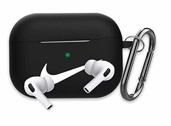 Picture of Compatible Airpods Pro Case Cover Shockproof Silicone Protective Skin with Keychain for Apple Airpod Pro 2019 (Front LED Visible) Black