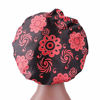 Picture of Silk Hair Bonnets for Black Women Jumbo Sleeping Cap for Natural Hair Floral Print Wide Band Nightcap