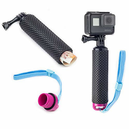 Picture of Digicharge Floating Handle Grip Mount with Hand Strap for Gopro Hero10 Max Hero 10 9 Hero9 Akaso Crosstour Campark Apeman Victure Vemont Kitvision Action Cam Float, Waterproof Internal Storage, Purple