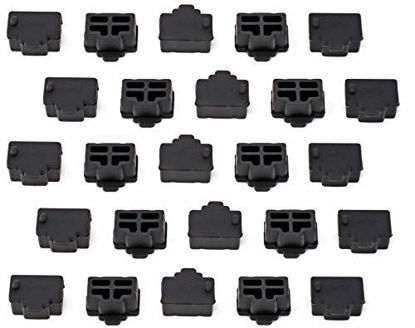 Picture of iExcell 25 Pcs Black Ethernet Hub Port RJ45 Anti Dust Cover Cap Protector Plug