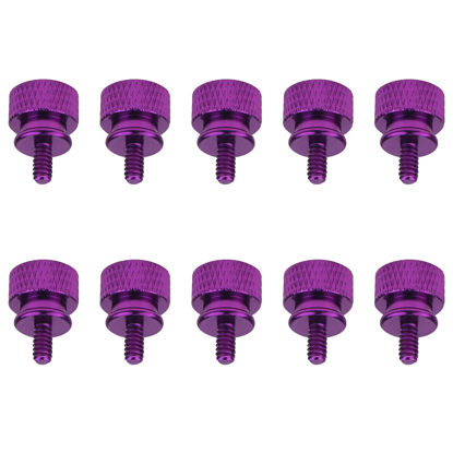 Picture of HELIFOUNER 10 Pieces 6-32 Thread, Purple Color Anodized Aluminum Computer Case Thumbscrews, Thumb Screws for Computer Case/Cover/Power Supply/Hard Drives