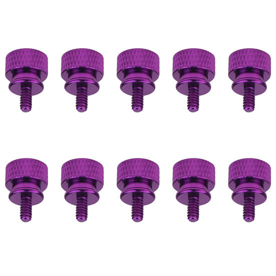 Picture of HELIFOUNER 10 Pieces 6-32 Thread, Purple Color Anodized Aluminum Computer Case Thumbscrews, Thumb Screws for Computer Case/Cover/Power Supply/Hard Drives