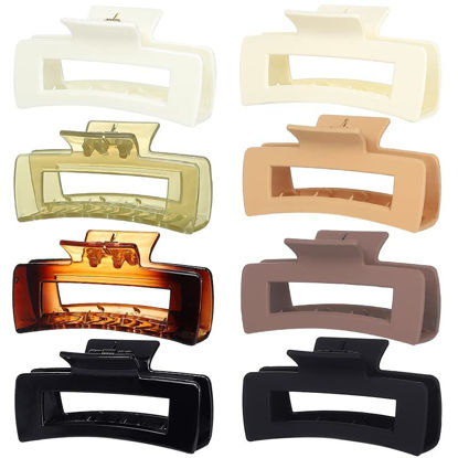 Picture of Hair Claw Clips 8 PCS 4.1 Inch Barrettes Rectangle Shape Clips Fashion Hair Clips