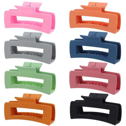 Picture of Hair Claw Clips 8 PCS 4.1 Inch Barrettes Rectangle Shape Clips Fashion Hair Clips