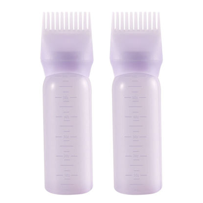 Picture of Root Comb Applicator Bottle, 6 Ounce, Oil Applicator for Hair Dye, Bottle Applicator Brush with Graduated Scale, Purple, 2 Pack