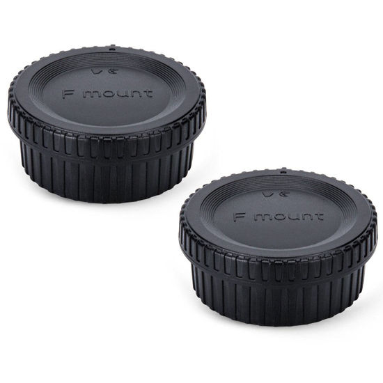 Picture of 2 Pack JJC Body Cap and Rear Lens Cap Cover Kit for Nikon D7000 D7100 D7200 D7500 D5600 D5500 D5300 D5200 D5100 D3500 D3400 D3300 D3200 D780 D750 D610 D500 D850 D810 & More Nikon F Mount DSLR and Lens