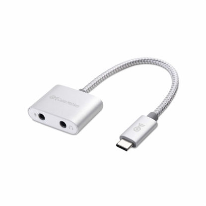 Picture of Cable Matters Premium Braided USB C Audio Adapter Sound Card with 3.5mm Headphone and Microphone Jack for Laptop and Smartphone