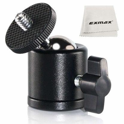 Picture of EXMAX Mini Ball Head 360 Degree Aluminum Alloy Body Rotating Swivel Mini Tripod Ball Head with 3/8" to 1/4" Screw Adapter for DSLR Camera Camcorder Tripods Monopods Light Stand Bracket