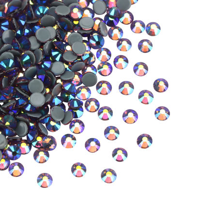 Jollin Crystals AB Glue Fix Flatback Rhinestones Glass Diamantes Gems for Nail Art 1.4mm SS3(2880pcs)