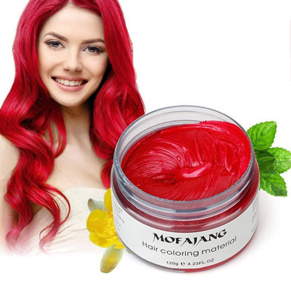 Picture of EFLY Natural Red Hair Wax, 4.23 oz-Disposable DIY Hairstyle Colors Hair Mud Cream Ash Fashion Hair Style Wax for Party Cosplay Easy to Clean (Red)