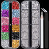 Picture of Flat Back Rhinestone Kits Colorful Rhinestones+Transparent White Gems With Picker Pencil And Tweezer For Home DIY And Professional Nail Art