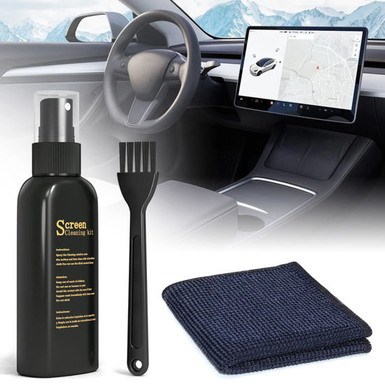 Picture of Car Screen Cleaner, Car Touch Screen Cleaner, Car Screen Cleaner Tool - Screen Cleaner, Large Cleaning Cloth, Cleaning Brush, Car Screen Cleaning Kit Intended for Car Dashboard Car Display