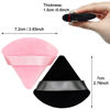 Picture of 12 Pieces Cosmetic Powder Puff,2.76 inch Portable Soft Sponge Setting Face Puffs,Triangle Velvet Powder Puff with Ribbon Band Handle for Loose Powder Body Powder Makeup Tool(Black,Pink)