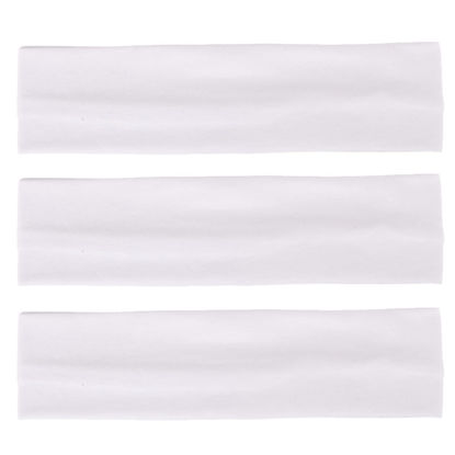 Picture of MapofBeauty 3 Pack Yoga Headbands Stretchy Cotton Head Band Hairwarp Sports Running Exercise Gym (White)