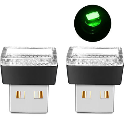 Picture of BukNikis Simple LED USB Light LED Car Interior Atmosphere Lamp Car Interior Accessories Lighting (Green, 2 PCS)