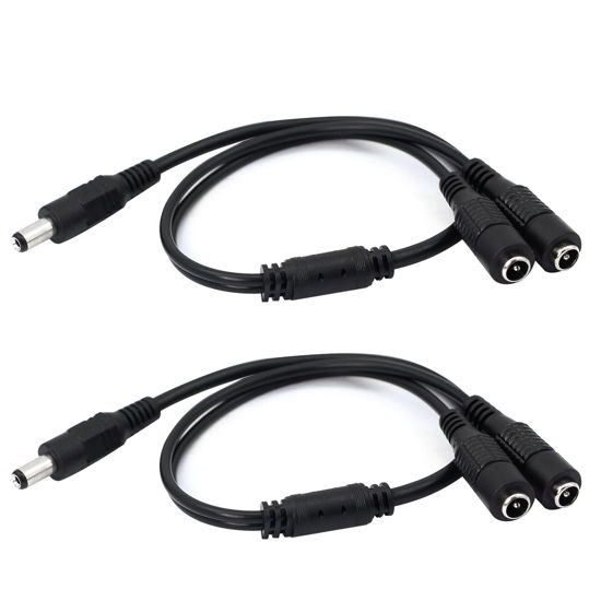 Picture of GINTOOYUN DC Y Splitter Cable 1 Male to 2 Female,5.5mm x 2.1mm DC Power Extension Adapter Cable,for CCTV Surveillance Cameras,Surveillance Routers,DVR,and More（2PCS