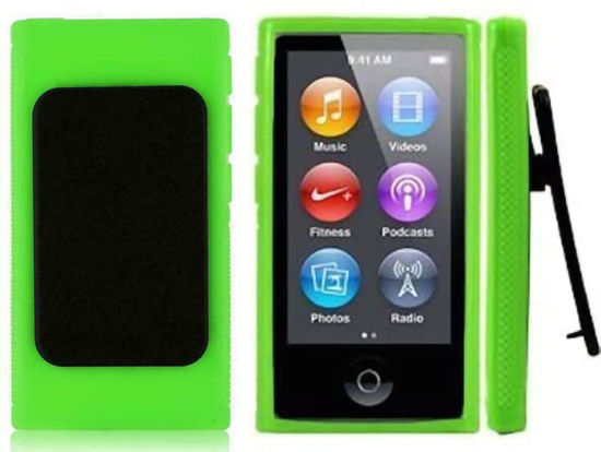 Picture of iPod Belt Clip TPU Rubber Skin Case Cover for Apple iPod Nano 7th Generation 7G 7 (Green)